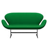 Fritz Hansen Swan™ Sofa 2 Seater, Black Lacquered/Divina Grass Green