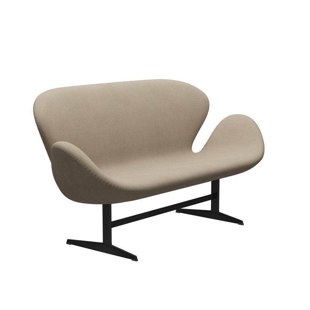 [product_category]-Fritz Hansen Swan Sofa 2 Seater, Black Lacquered/Divina Light Beige-Fritz Hansen-3321-DIV224-BLLA-FRI-2