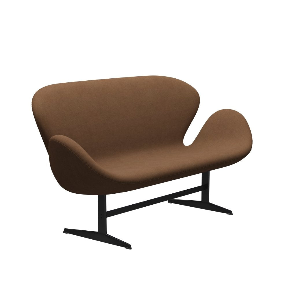 [product_category]-Fritz Hansen Swan Sofa 2 Seater, Black Lacquered/Divina Light Brown-Fritz Hansen-3321-DIV334-BLLA-FRI-2