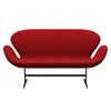 Fritz Hansen Swan™ Sofa 2 Seater, Black Lacquered/Divina Melange Deep Red