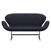 Fritz Hansen Swan™ Sofa 2 Seater, Black Lacquered/Divina Melange Grey/Purple