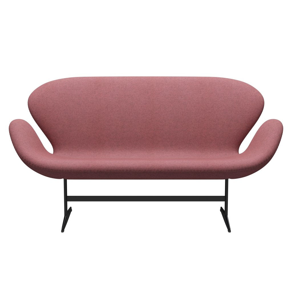 [product_category]-Fritz Hansen Swan Sofa 2 Seater, Black Lacquered/Divina Melange Pink-Fritz Hansen-3321-DIM617-BLLA-FRI-1