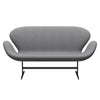 Fritz Hansen Swan™ Sofa 2 Seater, Black Lacquered/Divina Melange Stone Grey