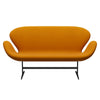 Fritz Hansen Swan™ Sofa 2 Seater, Black Lacquered/Divina Mustard