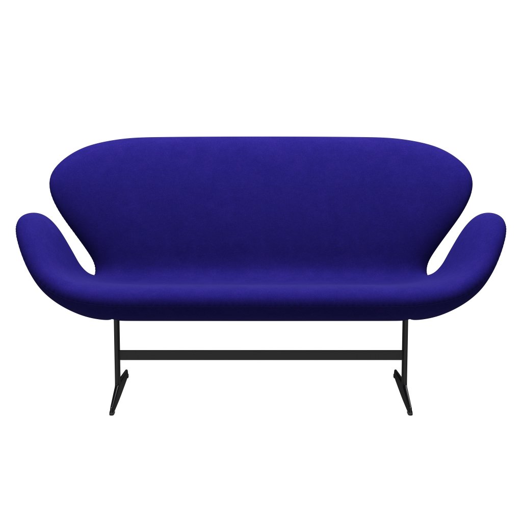 [product_category]-Fritz Hansen Swan Sofa 2 Seater, Black Lacquered/Divina Petrol Blue-Fritz Hansen-3321-DIV686-BLLA-FRI-1