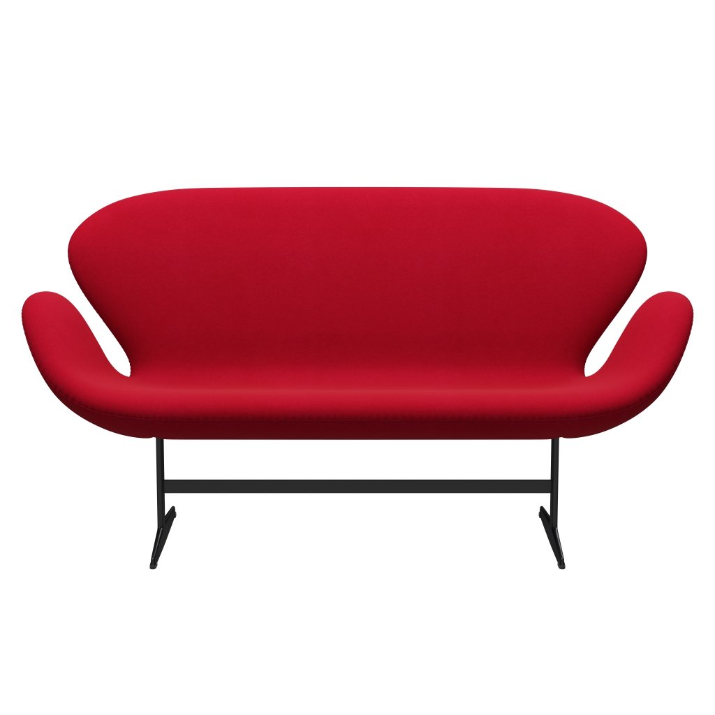 [product_category]-Fritz Hansen Swan Sofa 2 Seater, Black Lacquered/Divina Pink-Fritz Hansen-3321-DIV636-BLLA-FRI-1