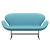 Fritz Hansen Swan™ Sofa 2 Seater, Black Lacquered/Divina Turquoise Light