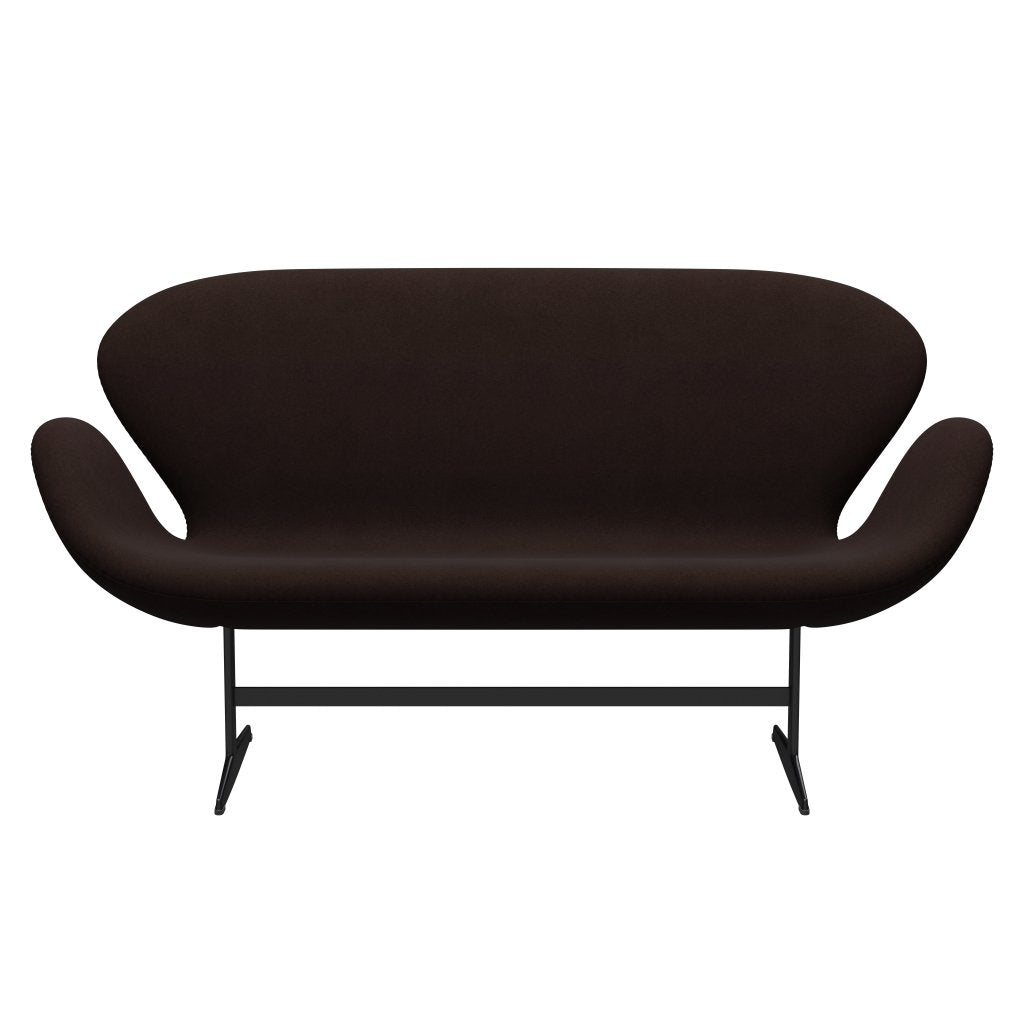 [product_category]-Fritz Hansen Swan Sofa 2 Seater, Black Lacquered/Divina Warm Brown-Fritz Hansen-3321-DIV393-BLLA-FRI-1