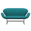 Fritz Hansen Swan™ Sofa 2 Seater, Black Lacquered/Fame Green Turquoise