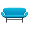 Fritz Hansen Swan™ Sofa 2 Seater, Black Lacquered/Fame Warm Turquoise