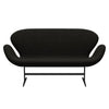 Fritz Hansen Swan™ Sofa 2 Seater, Black Lacquered/Hallingdal Brown/Dark Grey