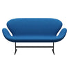 Fritz Hansen Swan™ Sofa 2 Seater, Black Lacquered/Hallingdal Light Blue