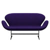 Fritz Hansen Swan Sofa 2 Seater, Black Lacquered/Hallingdal Violet