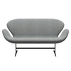 Fritz Hansen Swan™ Sofa 2 Seater, Black Lacquered/Hallingdal White Grey