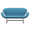 Fritz Hansen Swan™ Sofa 2 Seater, Black Lacquered/Hallingdal White/Turquoise