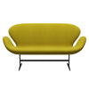 Fritz Hansen Swan Sofa 2 Seater, Black Lacquered/Hallingdal Yellow/Green