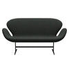 Fritz Hansen Swan™ Sofa 2 Seater, Black Lacquered/Re Wool Black/Natural