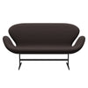 Fritz Hansen Swan Sofa 2 Seater, Black Lacquered/Steelcut Dark Earth Brown