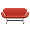 Fritz Hansen Swan™ Sofa 2 Seater, Black Lacquered/Steelcut Light Red