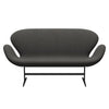 Fritz Hansen Swan™ Sofa 2 Seater, Black Lacquered/Steelcut Trio Dark Grey