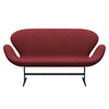 Fritz Hansen Swan™ Sofa 2 Seater, Black Lacquered/Steelcut Trio Dark Red