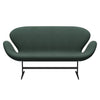 Fritz Hansen Swan™ Sofa 2 Seater, Black Lacquered/Steelcut Trio Dusty Green