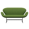 Fritz Hansen Swan™ Sofa 2 Seater, Black Lacquered/Steelcut Trio Grass Green