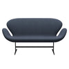 Fritz Hansen Swan™ Sofa 2 Seater, Black Lacquered/Steelcut Trio Olive Green/Turquoise