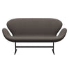 Fritz Hansen Swan™ Sofa 2 Seater, Black Lacquered/Steelcut Trio Red/Light Brown