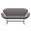 Fritz Hansen Swan™ Sofa 2 Seater, Black Lacquered/Steelcut Trio Soft Blue/Brown/Black