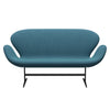 Fritz Hansen Swan™ Sofa 2 Seater, Black Lacquered/Steelcut Trio Turquoise