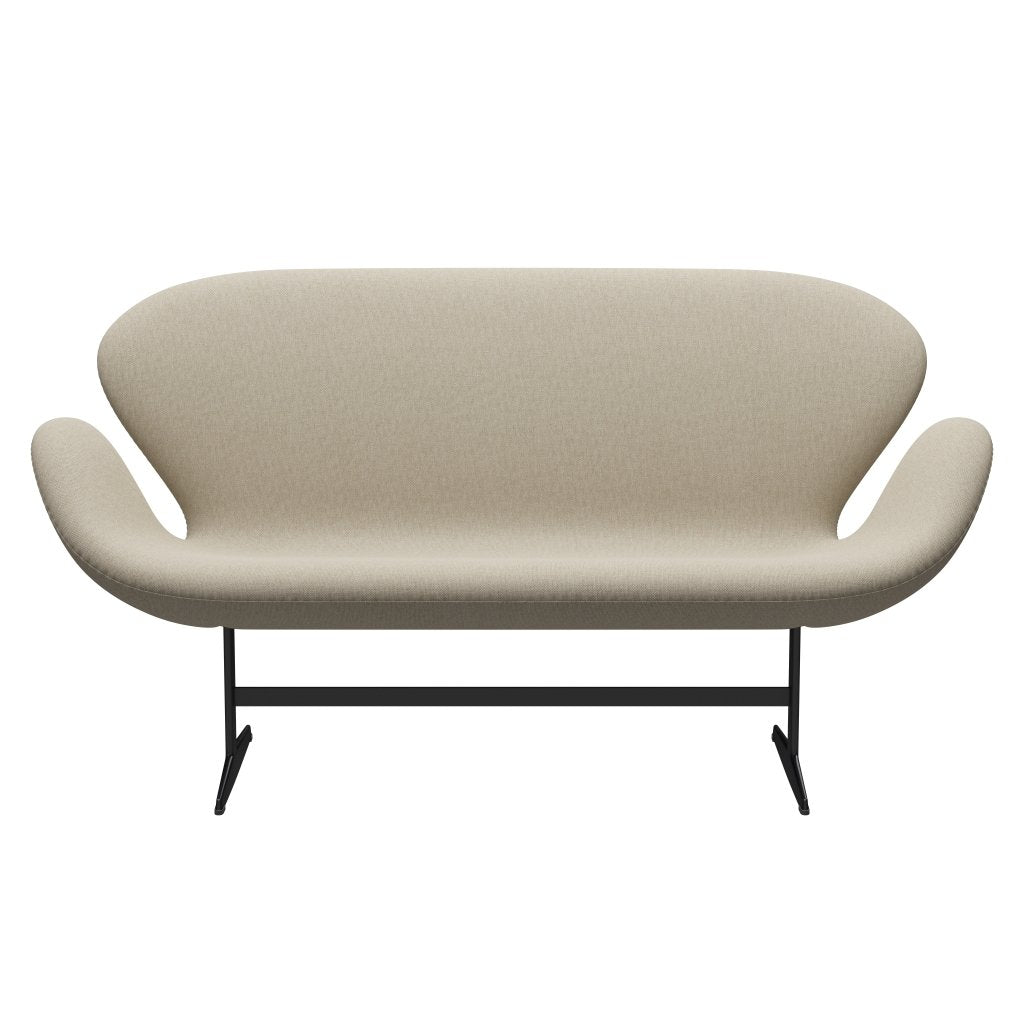 Fritz Hansen Svanesofa 2-Personers, Sortlakeret/Sunniva Lys Beige