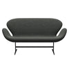 Fritz Hansen Swan™ Sofa 2 Seater, Black Lacquered/Sunniva Light Grey/Dark Grey