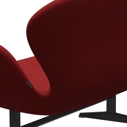 [product_category]-Fritz Hansen Swan Sofa 2 Seater, Black Lacquered/Tonus Burnt Red-Fritz Hansen-3321-TON207-BLLA-FRI-5