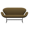 Fritz Hansen Swan™ Sofa 2 Seater, Black Lacquered/Tonus Khaki Green