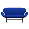 Fritz Hansen Swan™ Sofa 2 Seater, Black Lacquered/Tonus Light Blue