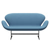 Fritz Hansen Swan™ Sofa 2 Seater, Black Lacquered/Tonus Pastel Blue