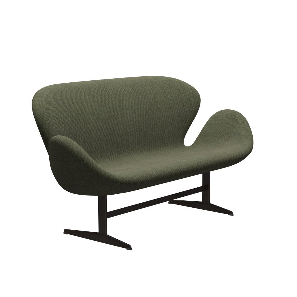 Fritz Hansen Svanesofa 2-Personers, Brown Bronze/Canvas Moss Green