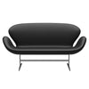 Fritz Hansen Swan™ Sofa 2 Seater, Satin Brushed Aluminium/Aura Black