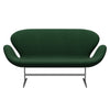 Fritz Hansen Swan™ Sofa 2 Seater, Satin Brushed Aluminium/Canvas Grass Green