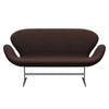 Fritz Hansen Swan™ Sofa 2 Seater, Satin Brushed Aluminium/Canvas Grey Ocean