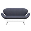 Fritz Hansen Swan™ Sofa 2 Seater, Satin Brushed Aluminium/Canvas Light Blue (0734)