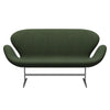 Fritz Hansen Swan™ Sofa 2 Seater, Satin Brushed Aluminium/Canvas Light Green/Blue