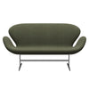 Fritz Hansen Svanesofa 2-Personers, Satinpoleret Aluminium/Canvas Moss Green