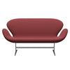 Fritz Hansen Swan™ Sofa 2 Seater, Satin Brushed Aluminium/Capture Dark Red