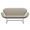 Fritz Hansen Swan™ Sofa 2 Seater, Satin Brushed Aluminium/Capture Grey Sand