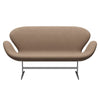 Fritz Hansen Swan™ Sofa 2 Seater, Satin Brushed Aluminium/Capture Sand/Brown