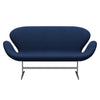 Fritz Hansen Swan™ Sofa 2 Seater, Satin Brushed Aluminium/Christianshavn Blue Uni