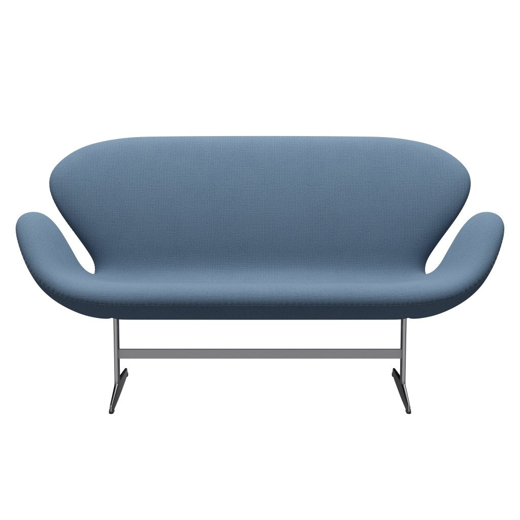 [product_category]-Fritz Hansen Swan Sofa 2 Seater, Satin Brushed Aluminium/Christianshavn Light Blue-Fritz Hansen-3321-CH1152-SPAL-FRI-1