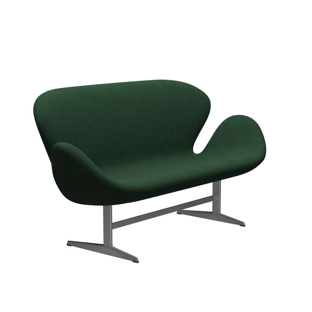 [product_category]-Fritz Hansen Swan Sofa 2 Seater, Satin Brushed Aluminium/Divina Dark Green (876)-Fritz Hansen-3321-DIV876-SPAL-FRI-2